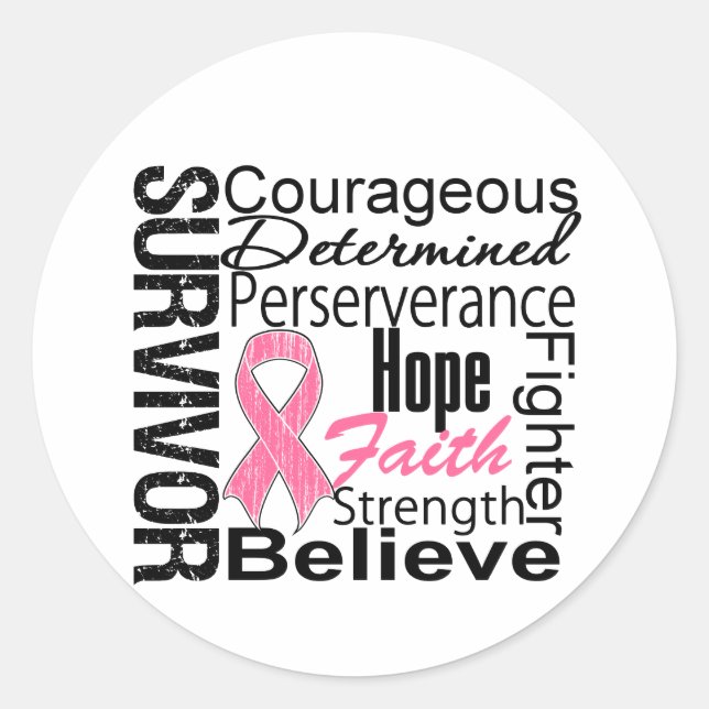 Breast Cancer Survivor Collage Classic Round Sticker (Front)