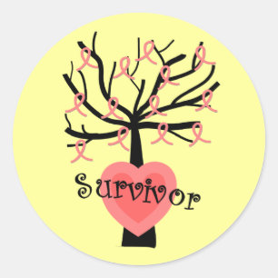 Breast Cancer Survivor Gifts--Unique Tree Design Classic Round Sticker