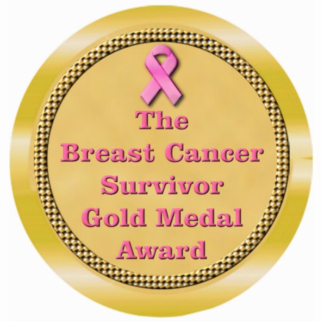 Breast Cancer Survivor Gold Medal Award Standing Photo Sculpture (Front)