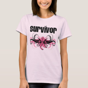 Breast Cancer Survivor Grunge Winged Emblem T-Shirt