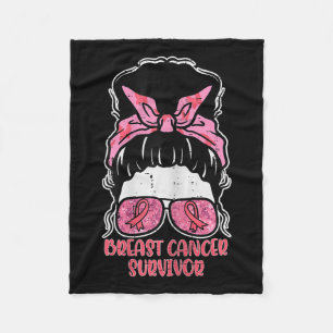 Breast Cancer Survivor Hairbun Breast Cancer Aware Fleece Blanket