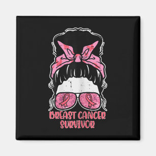 Breast Cancer Survivor Hairbun Breast Cancer Aware Magnet