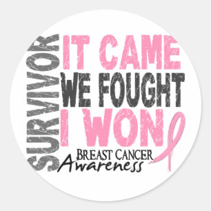 Breast Cancer Survivor It Came We Fought I Won Classic Round Sticker