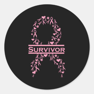 Breast Cancer Survivor K Ribbon Classic Round Sticker