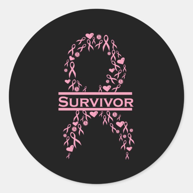 Breast Cancer Survivor K Ribbon Classic Round Sticker (Front)