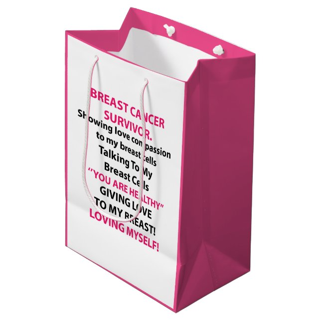 Breast Cancer Survivor Medium Gift Bag (Front Angled)