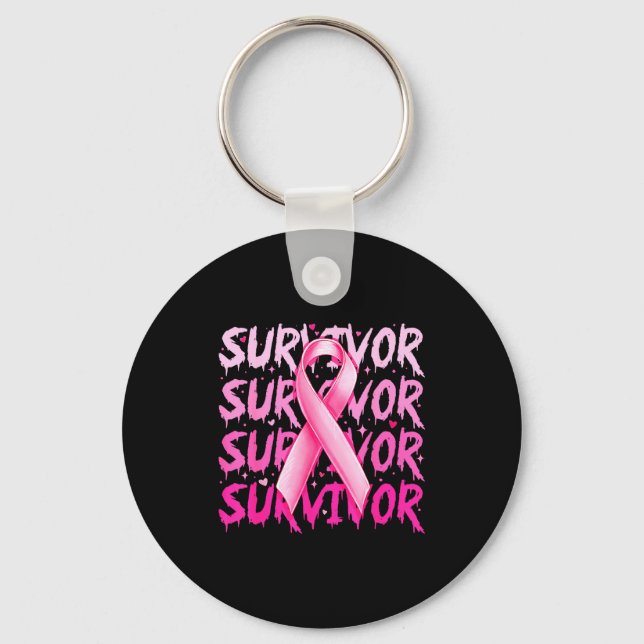 Breast Cancer Survivor Nk Ribbon Breast Cancer Awa Key Ring (Front)