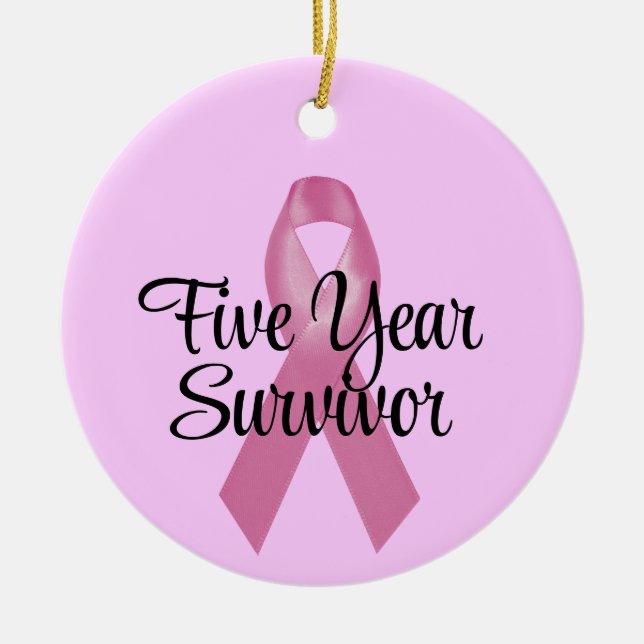 Breast Cancer Survivor Ornament Five Year (Front)