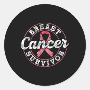 Breast Cancer Survivor Pink Awareness Fight Breast Classic Round Sticker