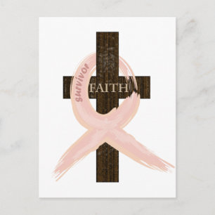 Breast Cancer Survivor Pink Ribbon-Cross of Faith Postcard