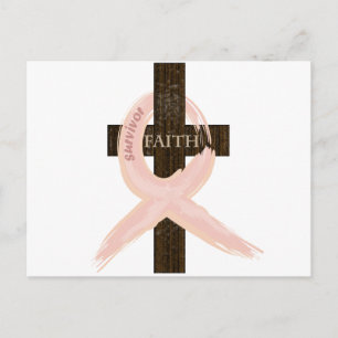 Breast Cancer Survivor Pink Ribbon-Cross of Faith Postcard