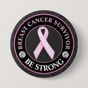 Breast Cancer Survivor – Pink Ribbon Glitter 7.5 Cm Round Badge