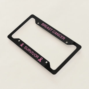 Breast Cancer Survivor Pink Ribbon License Frame