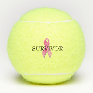 Breast Cancer Survivor Pink Ribbon Tennis Balls