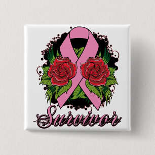 Breast Cancer Survivor Rose Tattoo 15 Cm Square Badge