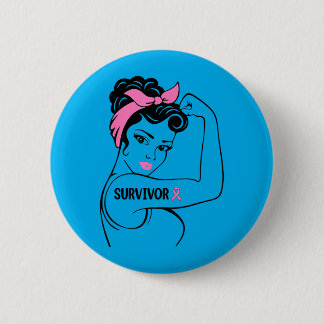 Breast Cancer Survivor Rosie Riveter nk Awareness 6 Cm Round Badge