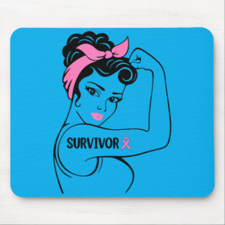 Breast Cancer Survivor Rosie Riveter nk Awareness Mouse Mat