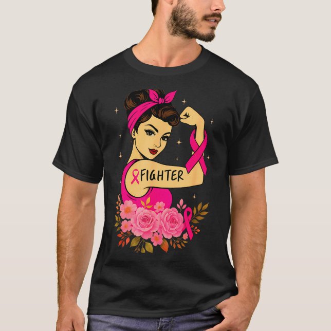Breast Cancer Survivor Rosie Riveter Nk Awareness  T-Shirt (Front)