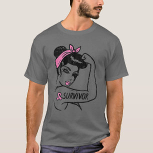 Breast Cancer Survivor Rosie Riveter Pink Awarenes T-Shirt