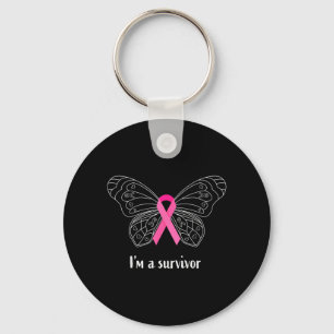 Breast Cancer Survivor Shirts for Women Butterfly Key Ring