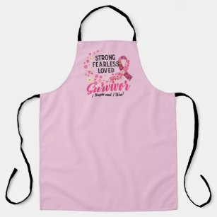 Breast Cancer Survivor Strong Fearless Loved Apron