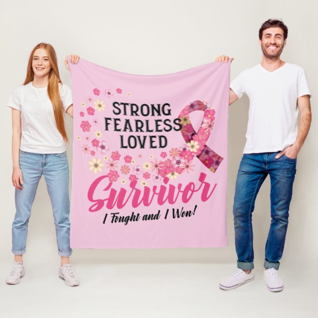 Breast Cancer Survivor Strong Fearless Loved Fleece Blanket (In Situ)