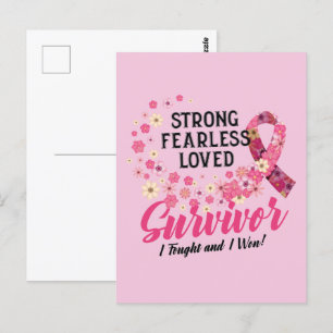 Breast Cancer Survivor Strong Fearless Loved Postcard