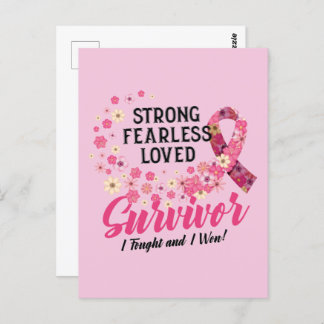 Breast Cancer Survivor Strong Fearless Loved Postcard