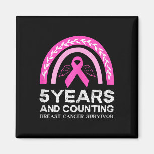 Breast Cancer Survivor Tee 5 Years Cancer Free Pin Magnet