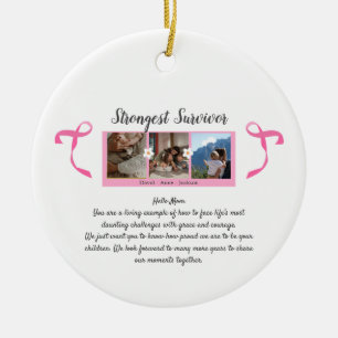 Breast Cancer Survivor Three Photo Collage Mug Ceramic Tree Decoration