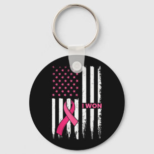 Breast Cancer Survivor Won Pink Ribbon Flag Key Ring