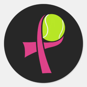 Breast Cancer Tennis Ll Pink Ribbon Mammogram Spor Classic Round Sticker