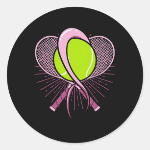 Breast Cancer Tennis Ll Racket Pink Ribbon Mammogr Classic Round Sticker