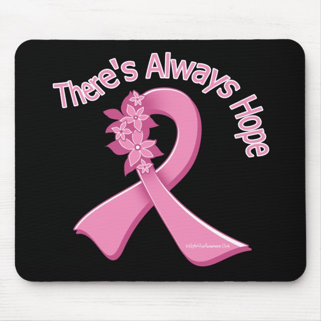 Breast Cancer There's Always Hope Floral Mouse Mat (Front)
