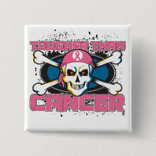 Breast Cancer Tougher Than Cancer Skull 15 Cm Square Badge