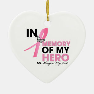 Breast Cancer Tribute In Memory of My Hero Ceramic Tree Decoration