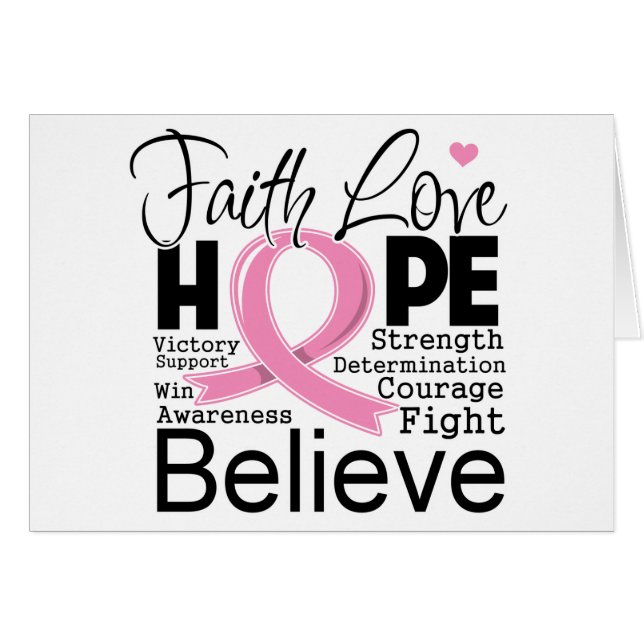 Breast Cancer Typographic Faith Love Hope (Front Horizontal)