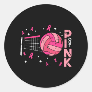 Breast Cancer Volleyball Pink Out Awareness Men Classic Round Sticker