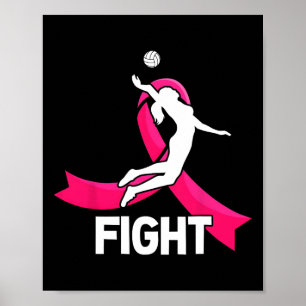 Breast Cancer Volleyball Pink Ribbon Awareness Wom Poster