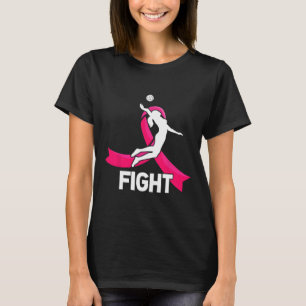 Breast Cancer Volleyball Pink Ribbon Awareness Wom T-Shirt