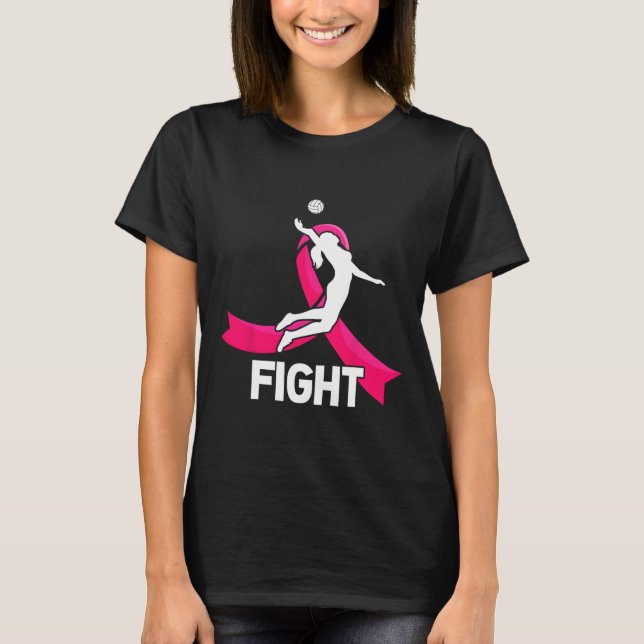 Breast Cancer Volleyball Pink Ribbon Awareness Wom T-Shirt (Front)