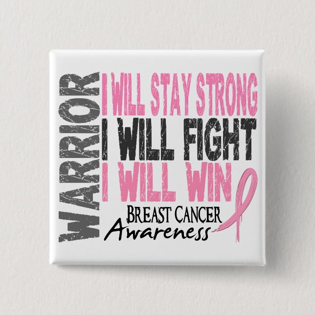 Breast Cancer Warrior 15 Cm Square Badge (Front)