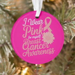 Breast Cancer Warrior Awareness Gift Pink Ribbon Ornament