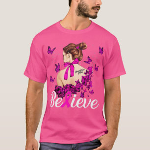 Breast Cancer Warrior  Awareness  Support Believe  T-Shirt