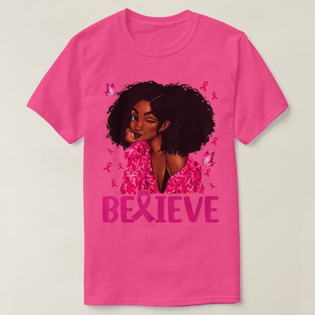 Breast Cancer Warrior  Awareness  Support Believe  T-Shirt (Design Front)
