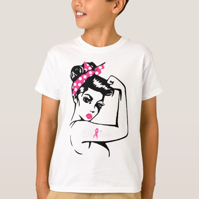 Breast Cancer Warrior Awareness Tee Support Believ (Front)