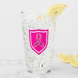 Breast Cancer Warrior Glass