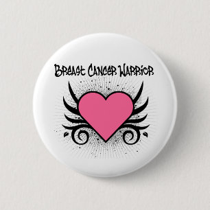 Breast Cancer Warrior Heart 6 Cm Round Badge