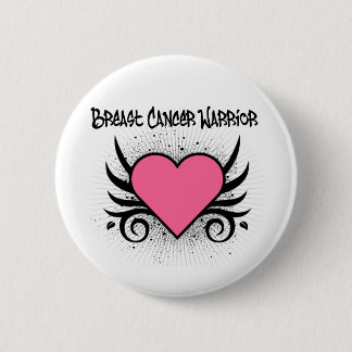 Breast Cancer Warrior Heart 6 Cm Round Badge