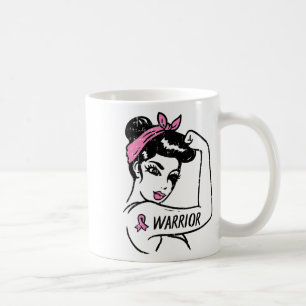 Breast Cancer Warrior Rosie Riveter Pink Women  Coffee Mug